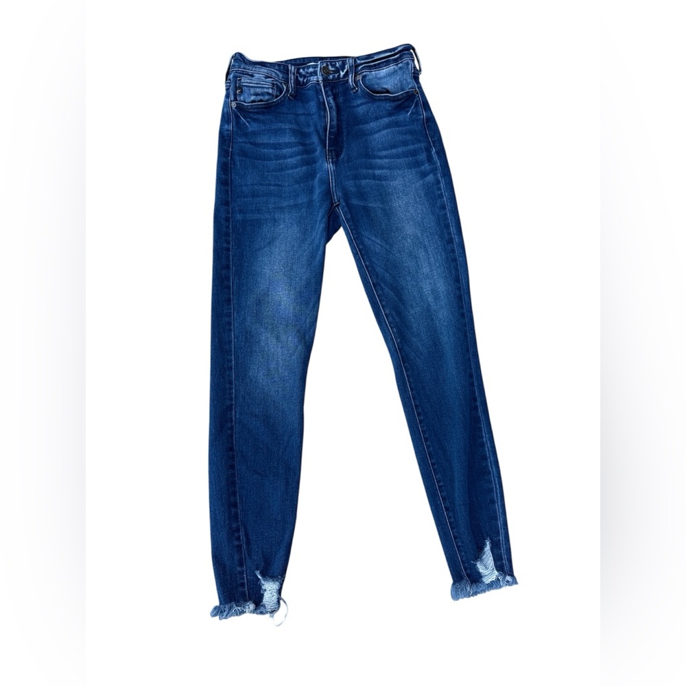 KanCan Dark Blue Skinny Leg Jeans Distressed Size 28
